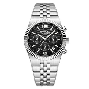 Reloj de Pulsera de Lujo para Hombre, Cronógrafo de Cuarzo, Correa de Acero Inoxidable Plateada, Manecillas Luminosas HD, Resistente al Agua 3ATM, para Negocios - Product Image 2