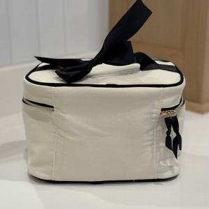 Pur coton arc décoration sac cosmétique fermeture éclair en métal sacs de maquillage haute qualité grande capacité sac de rangement pour femmes hommes voyage - Product Image 6