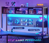 Support de Moniteur Surélevé pour Bureau de Gaming en Fibre de Carbone avec Support de Tasse et Crochet pour Casque – Table d'Ordinateur en Acier – Vente en Gros
