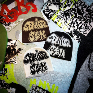 Bonnet pull unisexe en tricot jacquard à lettres, style hip-hop, en spandex/coton, avec boutons, pour l'automne et l'hiver, 48-50 cm, pour le froid, nouvelle collection européenne et américaine - Product Image 3