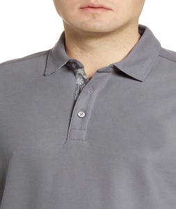 100% Cotton Ash <b>Grey</b> Polo Shirt Breathable Plus Size Casual Short Sleeve Quick Dry Knitted <b>Fabric</b> Sustainable Anti-Pilling - Product Image 4