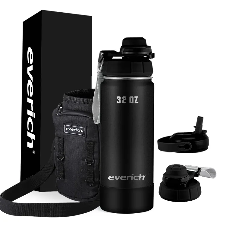 New Design Double Wall Stainless Steel Vacuum Insulated 32oz Sports Water Bottle with Lock Lid and Sleeve