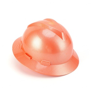 หมวกนิรภัยแบบแข็งสีส้มทรงวี 6 จุดยึด ไม่มีร่อง สำหรับงานก่อสร้าง - Product Image 1