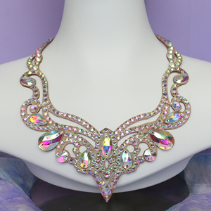 Elegante moda AB brillante Rhinestone cristal suave cuero clavícula collar cadena accesorios de joyería para mujeres - Product Image 6