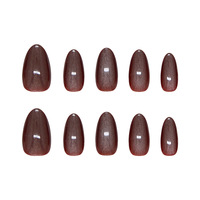 Faux ongles rétro œil-de-chat rouge confiture d'aubépine, pour nail art quotidien/soir, fixation sécurisée