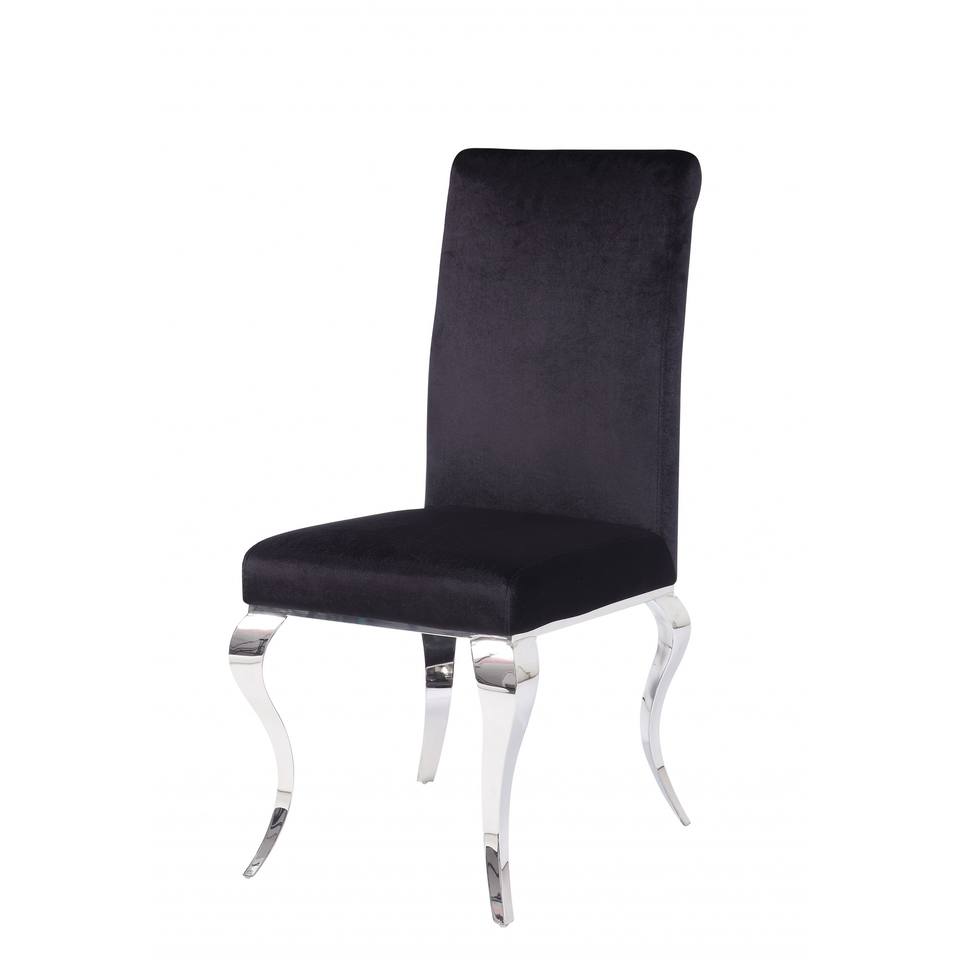 Set of Two Black and Silver Upholstered Fabric Dining Side Chairs HMS Model