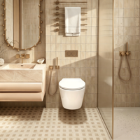 Siège de toilette carré en MDF ultra fin blanc brillant de 18 pouces avec peinture à effet de frisure