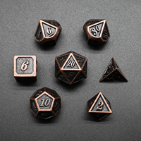 Ensemble de dés en métal bronze vintage unique, 7 pièces, dés polyédriques pour les jeux de rôle sur table D&D