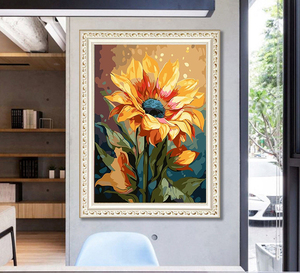 Sunflowers Still Life Painting by Numbers with <strong>Frames</strong> Brushed Acrylic <strong>Paint</strong> Eco-friendly Linen Canvas Rectangle for Home Decor - Product Image 2