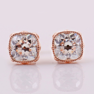 Pendientes de Oro Rosa Sólido de 18K con Diamante Moissanita DEF VVS de 4.4CT, Corte Cojín, Pendientes Finos para Mujer, Regalo de Compromiso para Mujer - Product Image 2