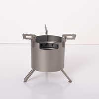 Réchaud de camping portable en titane à double paroi, à combustion de bois, avec combustion secondaire et supports de pot pliables