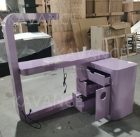 Mobilier de salon de manucure Style moderne violet bureau à ongles Led demi-lune lampe de bureau à ongles avec tiroir