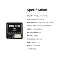 Module GPS Hglrc M100-5883 avec antenne en céramique intégrée, écran LED 21x21mm pour avion RC longue portée