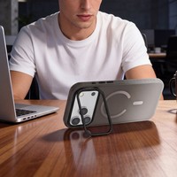 Coque de protection anti-chute avec support magnétique invisible et cadre de lentille dégradé pour iPhone 18 Pro, compatible également avec iPhone 17, 16, 15, 14, 13