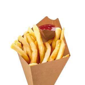 纸锥形薯条包装架蘸口袋盒快餐薯片带酱托盘纸板