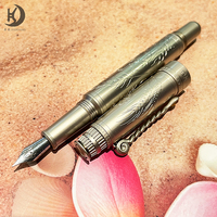 Logo personnalisé de haute qualité stylo conception cuivre gravure stylo plume cadeau d'affaires calligraphie en argent stylo à encre d'écriture