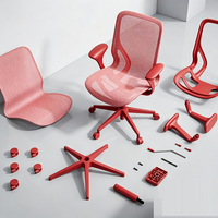 Chaise de bureau ergonomique moderne à dossier mi-haut en maille avec accoudoirs fixes pour le bureau à domicile