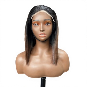 Perruques en cheveux humains Remy de style Bob sans colle, couleur marron, taille moyenne, avec dentelle HD 5x5, vente en gros - Product Image 1