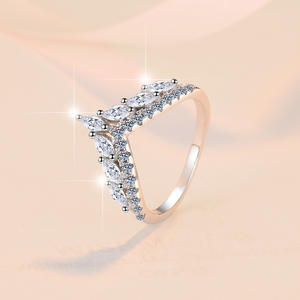 Groothandelsprijs Fijne Sieraden VVS1 <span class=keywords><strong>Moissanite</strong></span> van S925 Sterling Zilver Kroonringen Band voor Bruiloft Verloving - Product Image 4