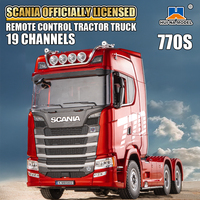 Coche de Carreras RC de Aleación a Escala 1/18 HUINA 1501/1502/1509/1501A con Motor V8 770S, Remolque de Ingeniería de 12 Canales, Listo para Usar, Cable USB