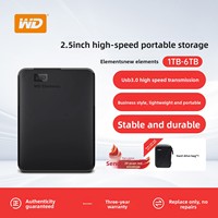Disque dur portable Western Data Elements - Nouvelle génération haute vitesse 2,5 pouces, boîtier ABS, capacité 1T-6T