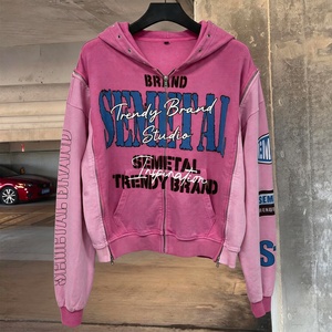 เสื้อฮู้ดดี้ครอปซิปสไตล์วินเทจ Y2K สตรีทแวร์ ทรงหลวม ผ้าฝ้ายฟรेंชเทอร์รี่ ล้างสีแบบแอซิดวอช แบบสั่งทำได้ - Product Image 1
