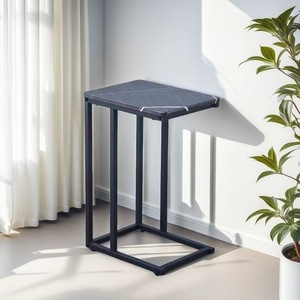 Luxury-featured side <b>table</b>, movable living room sofa balcony small <b>table</b>, metal <b>C</b>-<b>shaped</b> walnut wood bedside <b>table</b> - Product Image 1