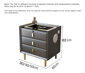 Venta caliente de piel de pino Smart Nightstands logotipo original inalámbrico <span class=keywords><strong>USB</strong></span> carga muebles de madera para el hogar Hotel para la sala de estar - Product Image 2
