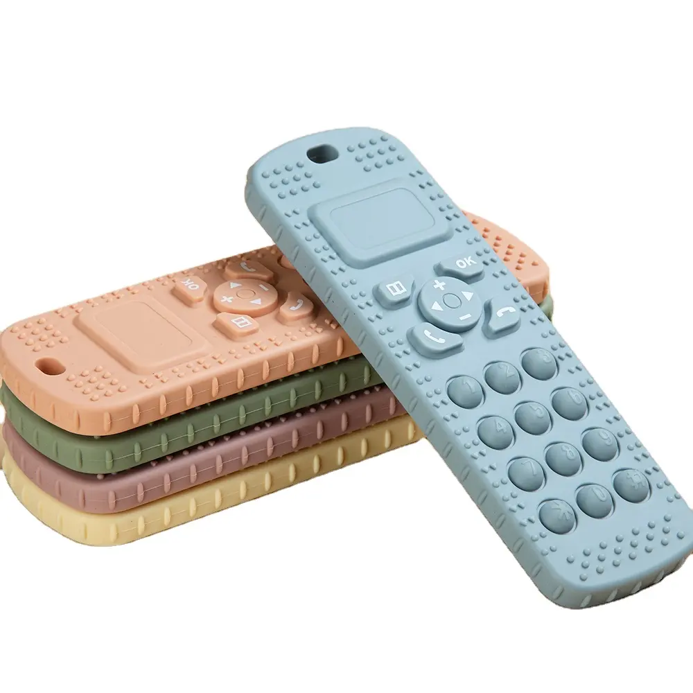 Mordedor de silicone para bebê, atacado, brinquedos para bebê, novo design, sem fio, formato de telefone, mordedor de silicone