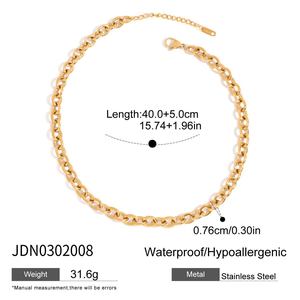 Collar de Cadena Gruesa de Acero Inoxidable Impermeable y Antideslustre <span class=keywords><strong>2026</strong></span> con Baño de Oro PVD de 18K para Mujer - Product Image 6