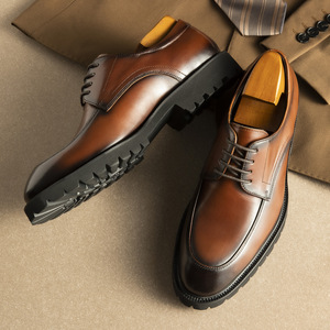 Men's leather <b>shoes</b> with British style, heightening effect, round toe, genuine leather upper, suitable for business and casual w - Product Image 1