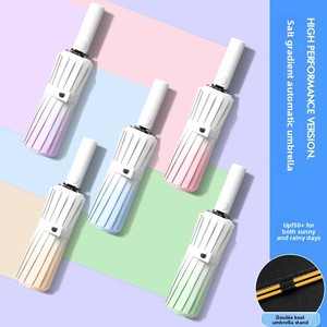 ร่มพับสามตอนอัตโนมัติ 24 ก้าน สีไล่ระดับ ป้องกันลม กันรังสียูวี สำหรับผู้ชายและผู้หญิง สีดำ - Product Image 3