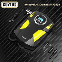 Pompe à air électrique portable pour voiture et gonfleur de pneus haute puissance 12V en ABS avec affichage numérique et manomètre, voyant d'avertissement