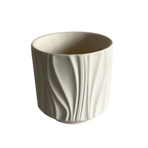 HOT Selling Sample Matte Ceramic Embossed Wavy Container Empty Candle Jars Without Lid - Product Image 3