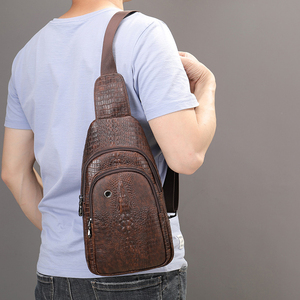 Bolso Cruzado de Piel Auténtica con Estampado de Cocodrilo para <span class=keywords><strong>Hombre</strong></span>, Estilo Retro, Multifuncional, Impermeable y Resistente al Desgaste - Product Image 6