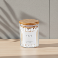 Offre Spéciale – Lot de 100 Tampons et Cotons en Coton de 10 oz avec Couvercles en Bambou Écologiques et Réutilisables, Scellés en Caoutchouc Anti-fuite, de Haute Qualité