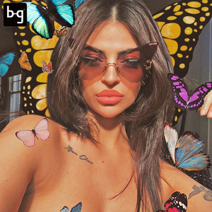 Ala Gafas de sol Marco Etiqueta blanca Tonos Mujeres Gafas de Sol de marca Mujeres Sexy Gafas de sol con forma de mariposa - Product Image 2