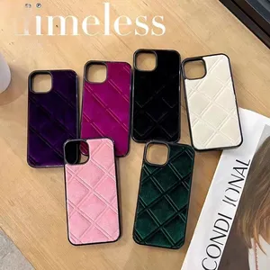 Fashion Rhomboid Velour Shockproof Designer Phone Cover Apple Mobile Phone Bags Cases Accessories 2024 for Iphone 15 13 14 12 11