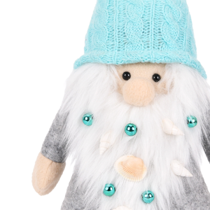 Aqua Cable Knit Hat Coastal Gnome Plush Bearded Doll with Shell <b>Bead</b> Beard in <b>Flip</b> <b>Flops</b> for Seaside Shop Decor Bulk - Product Image 3