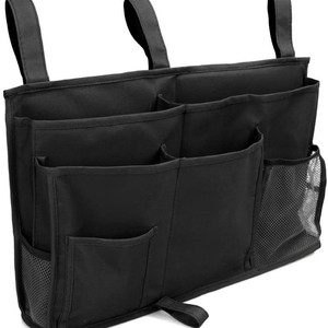 Sac de rangement suspendu multi-poches pour barre de lit, gris, solution de rangement pour chambre de bébé - Product Image 4