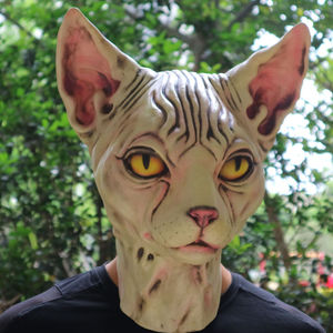Máscara <span class=keywords><strong>de</strong></span> látex <span class=keywords><strong>realista</strong></span> <span class=keywords><strong>de</strong></span> <span class=keywords><strong>gato</strong></span> para Halloween, máscara facial completa para adultos, para disfraces, cosplay, Navidad, divertida y aterradora - Product Image 4