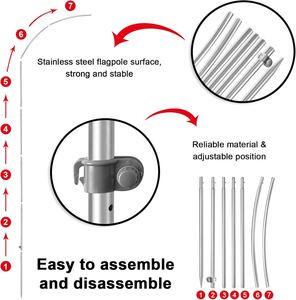 Paquete de 2 Banderas de Plumas de Aluminio para Eventos, 8 Pies, Kit de Mástil y Estaca para Tierra, para Publicidad en Exteriores - Product Image 4