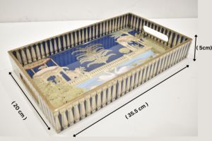 Juego de 3 bandejas de servir de resina decorativa de lujo con detalles dorados, estilo moderno, organizador de mesa, apto para lavavajillas - Product Image 3