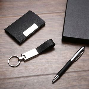 <b>Personalized</b> Business Gift Set: PU Leather Card Holder <b>Keychain</b> & Metal Pen with Custom Logo - Perfect for Corporate Giveaways - Product Image 3