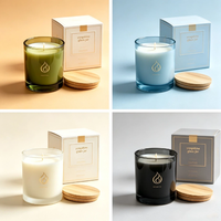 Vente en gros de pots à bougies en verre vides de 320 ml avec couvercle en bambou, récipients personnalisés pour les marques de parfums d'intérieur