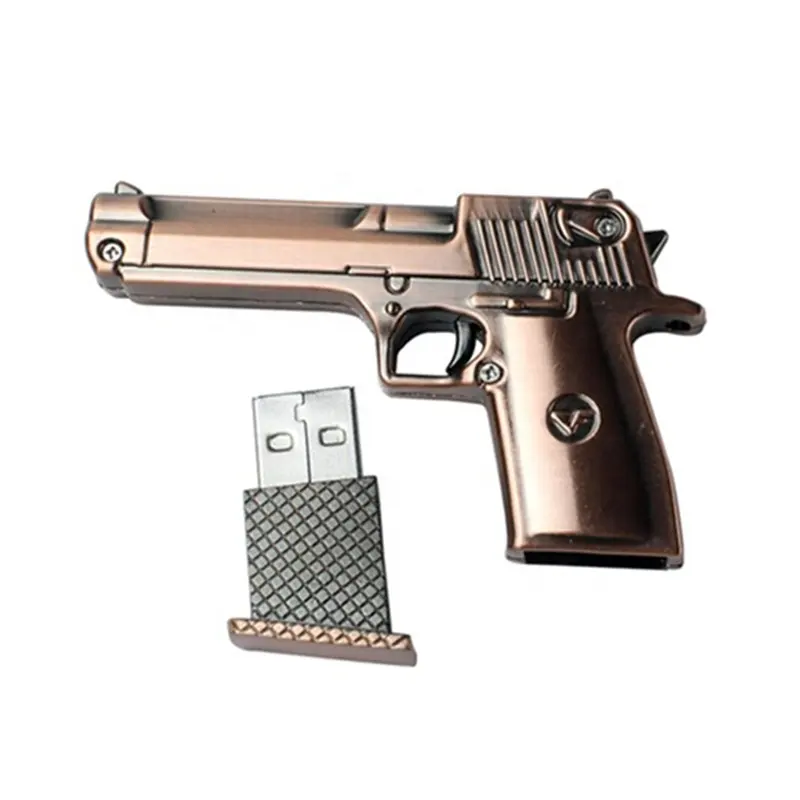 Metal Copper gun shape USB flash drive pistol pen drive 2.0 8GB 16GB revolver gun design USB memory stick 32gb