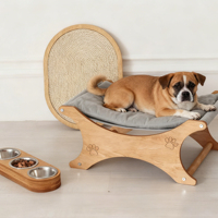 Petit hamac pour chat en bois écologique - Amovible et lavable, doux