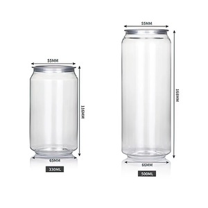 330ml Durable Transparent PET <strong>Can</strong> For Beverage Packaging Plastic Jar With Soda Cap Aluminum <strong>Seal</strong> - Product Image 2