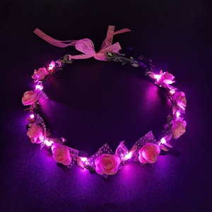 غطاء رأس ليد مضيء بإضاءة ليد زهرة غطاء رأس إكليل للفتيات النساء مهرجان الزفاف عيد الميلاد هالويون - Product Image 4