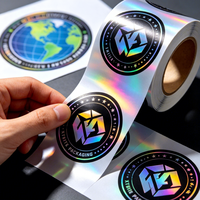 Etiqueta Adhesiva Brillante Personalizada con Logotipo Privado Impreso en Color Arcoíris Holográfico Resistente al Aceite para Manualidades con Velas